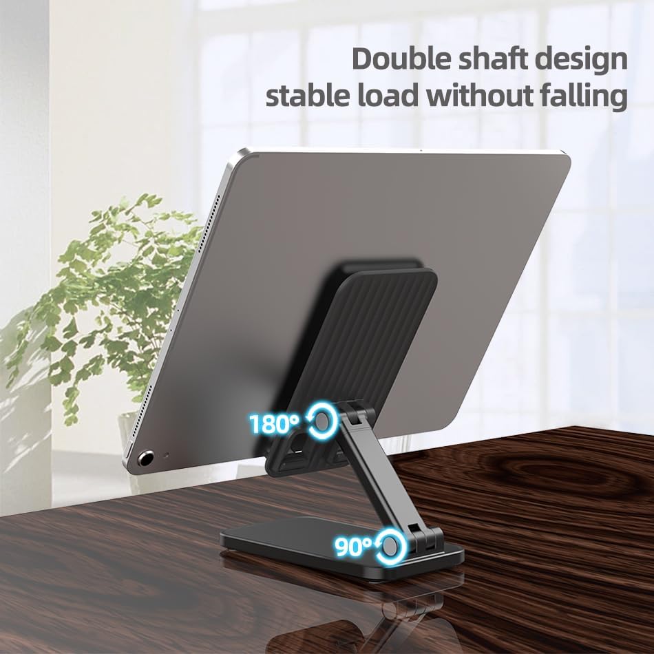 Miniatura 4 de Soporte de teléfono para escritorio ángulo y altura ajustables Totalmente plegable para teléfono celular portátil y iPad Tablet Mount con gran base