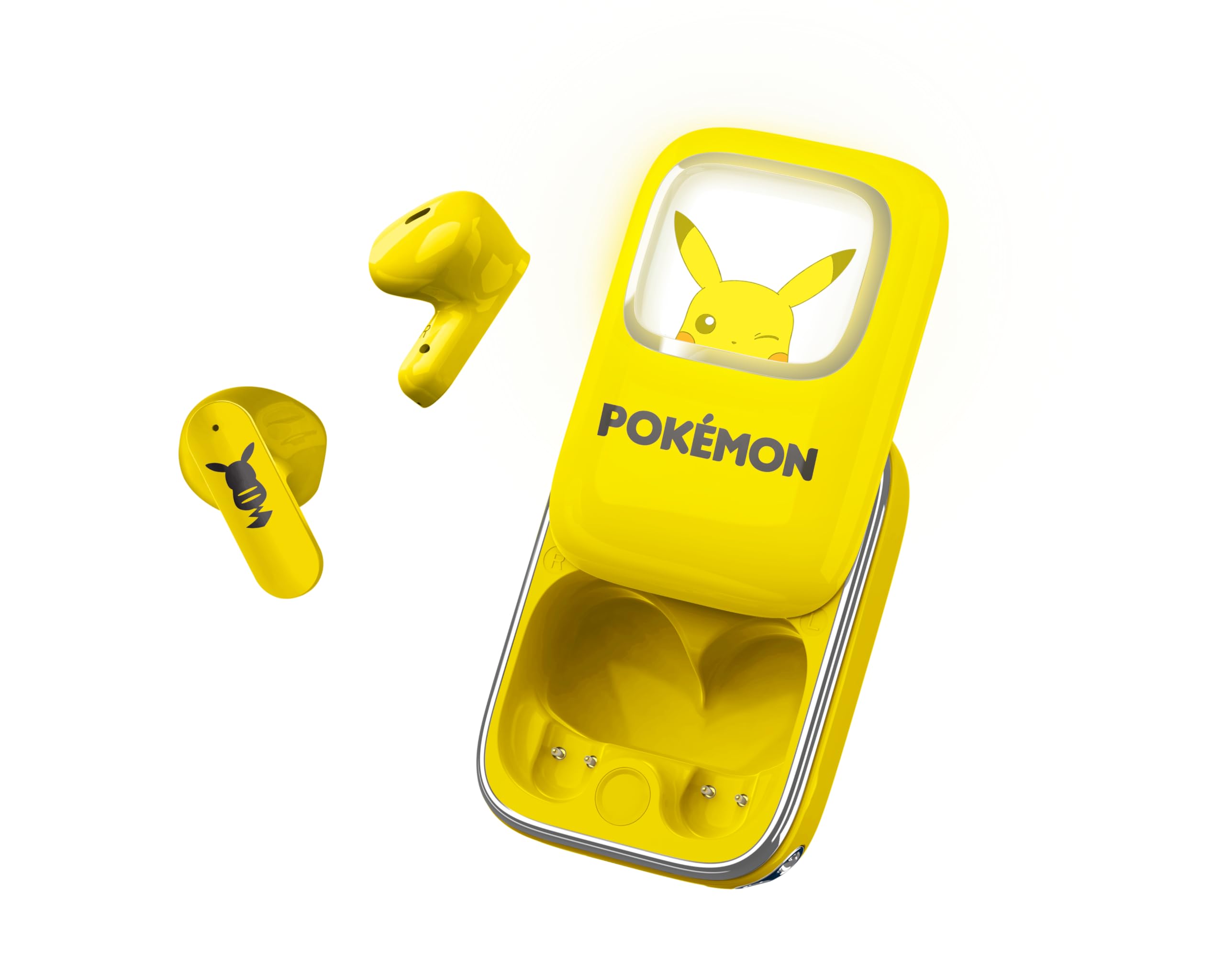 OTL Technologies PK1270 Pokémon Pikachu Slider TWS Earphones with LED Light Up Charging Case - Yellow