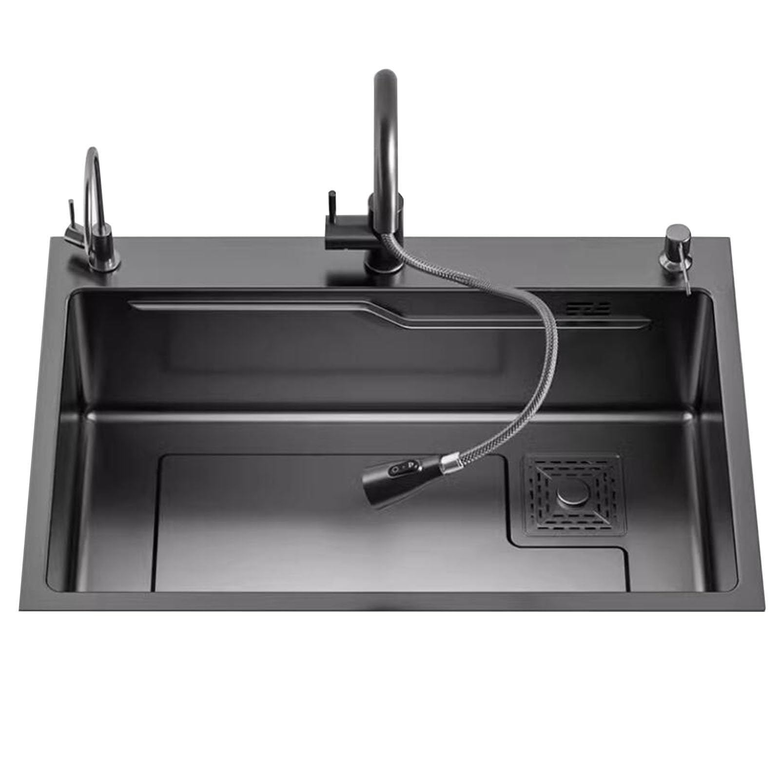 Fregadero de acero inoxidable con grifo extraíble para decoración de cocina