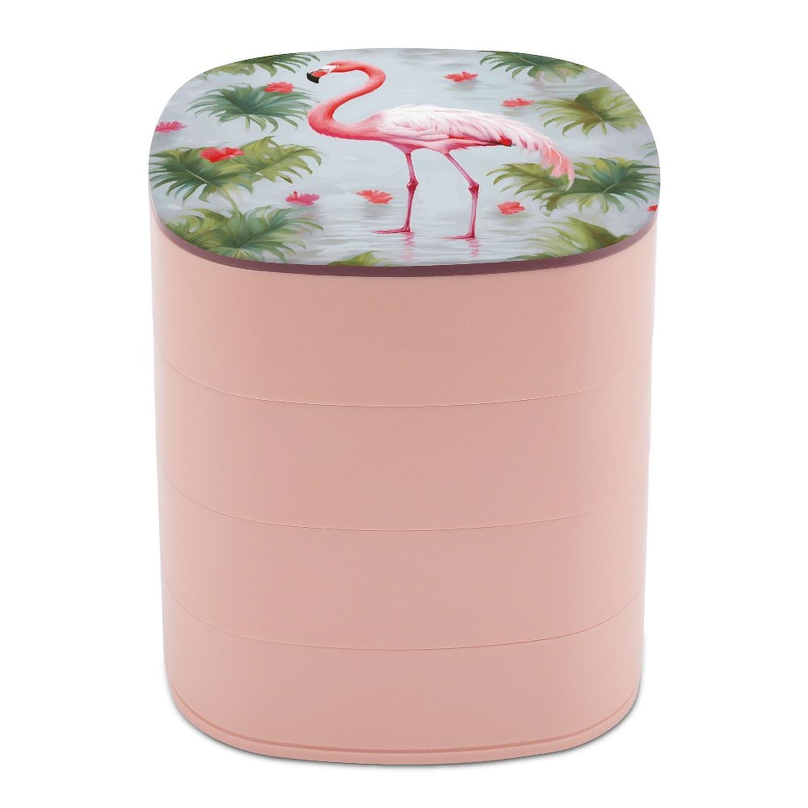 Boîte à bijoux imprimée flamant rose pour coiffeuse tendance