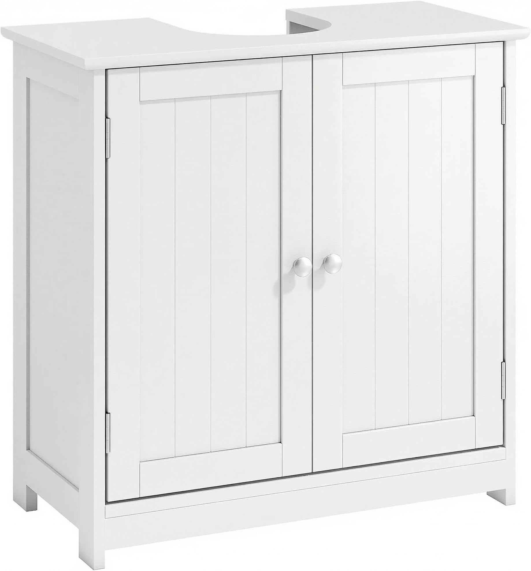 kleankin Under Sink Storage Unit with U-Shape Cutout and Adjustable Inner Shelf (White)