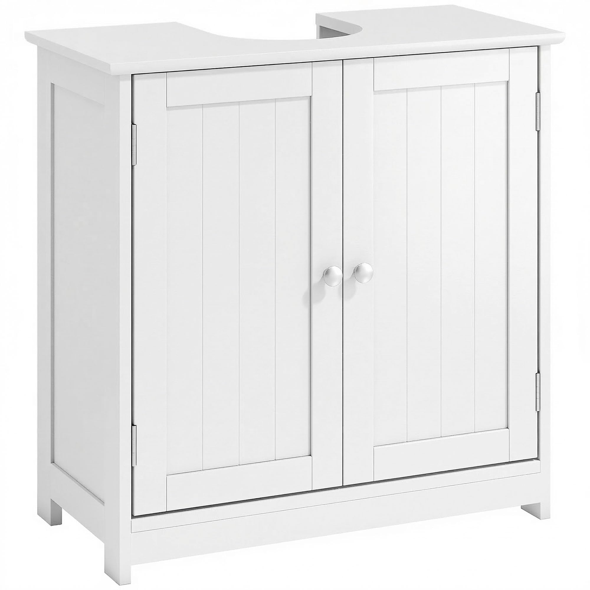 23.5" Pedestal Sink Storage Cabinet, Freestanding Bathroom Under Sink Cabinet with U-Shape Cut-Out and Adjustable Shelf, White