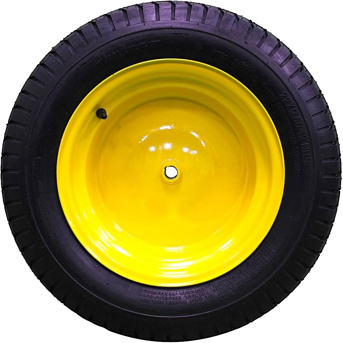 Antego Tire & Wheel - (Single) 22x9.50-12 Tire & Wheel Assemblies | Compatible with Various John Deere Models | JD Yellow | Tubeless | 4 Ply # GY20663