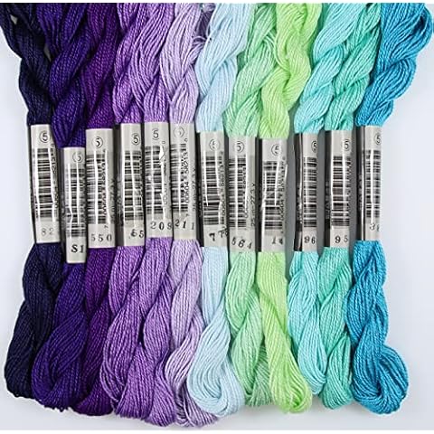 KCS 25 M/skein Mercerized Pearl Cotton crochet needlepoint Thread,Size 5, 12 skeins,mixed color 09 Cover