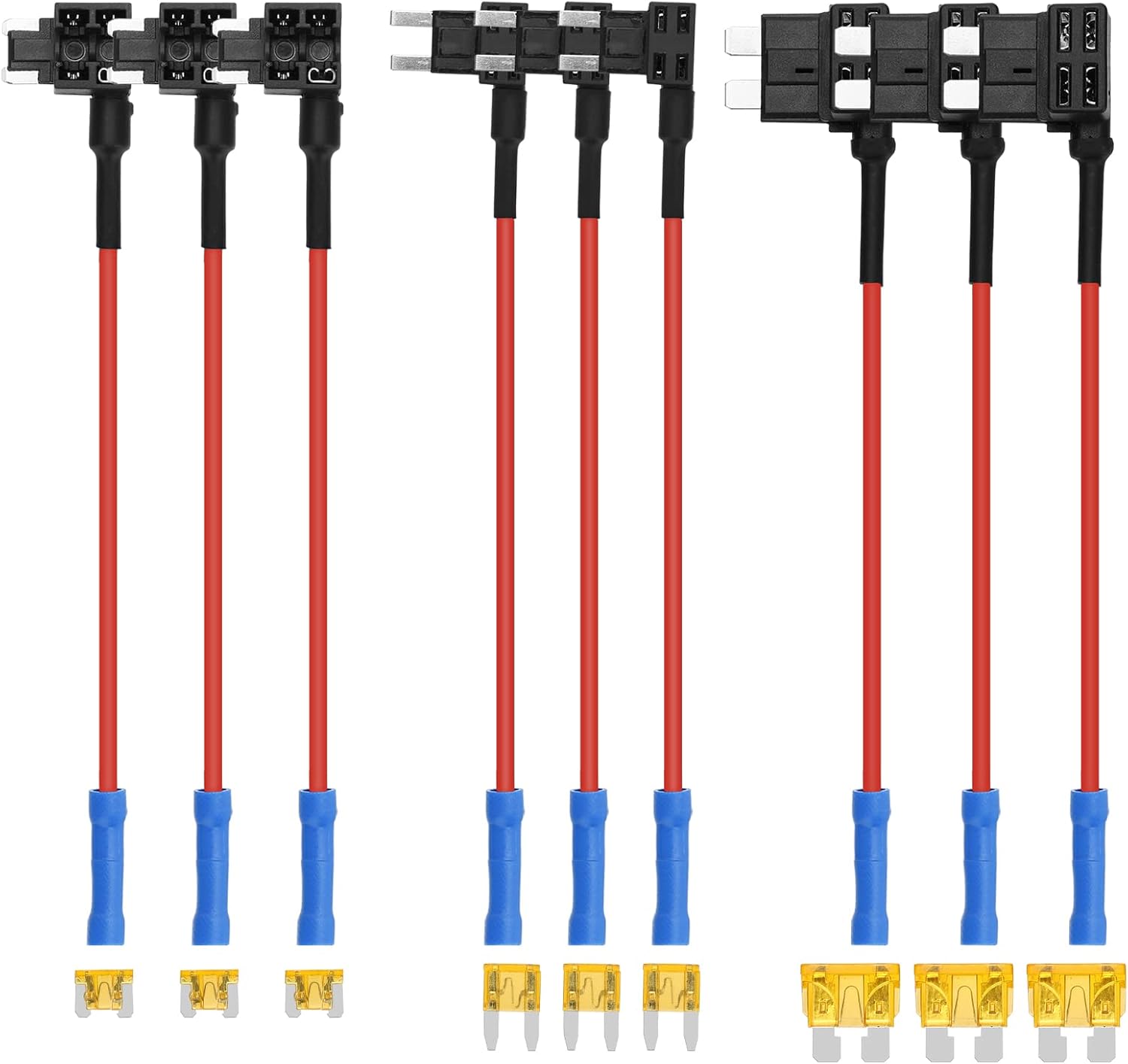 Linkstyle 9 PCS Circuit Fuse Taps Set, 3 Types Piggy Back Fuses Add A