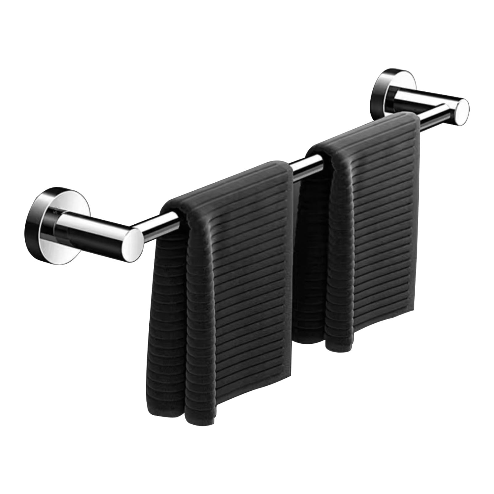 Porte-serviettes mural rond contre l'humidité 80 cm en inox poli barre pour drap de bain