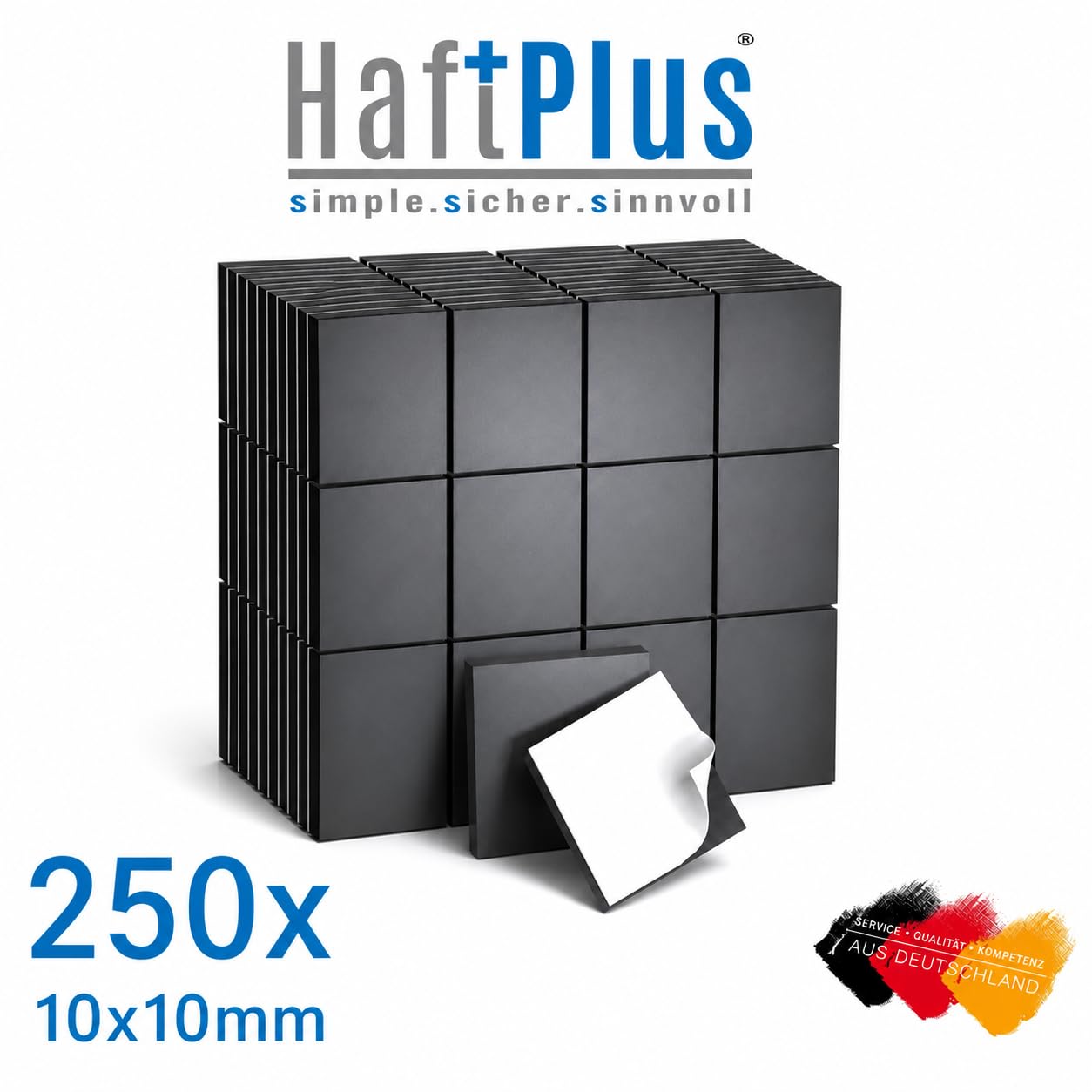 5er Pack - Magnetplättchen selbstklebend - 250x Klebemagnete für Kühlschrank, Tafel, Büro, 10x10mm