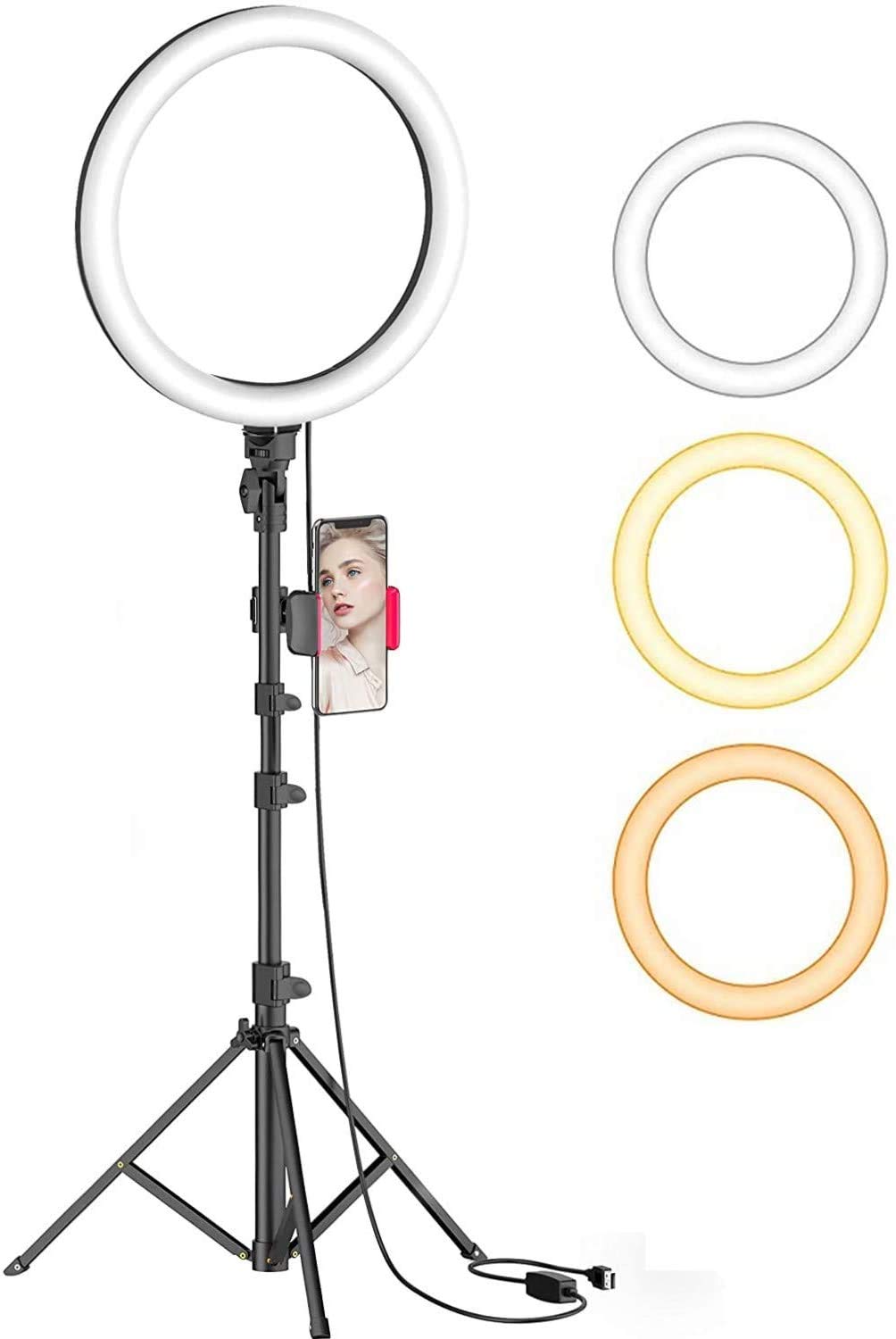 QWE Near The Selfie Ring Lights, 8"ring Lights Using A Tripod And Mobile Phones, A Dimmable LED Ring Light Cosmetic Beauty Camera/Photography/YouTube Video/Live
