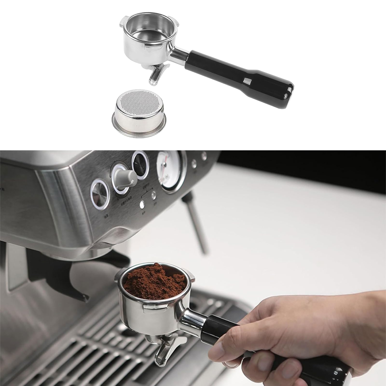 Kaffeesiebträger Edelstahl Doppelauslauf Kaffeefilterkorb Kaffeezubehör für Kaffeemaschinen