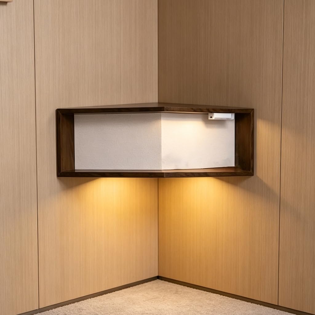 Wall-Mounted Look Corner Shelf for Small Item Display Use