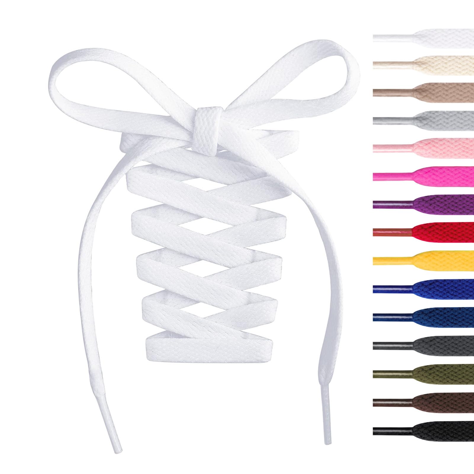 Handshop 2Pair Flat Shoelaces 5/16" - 15 Colors in 30"-63" Shoe Laces For Sneakers