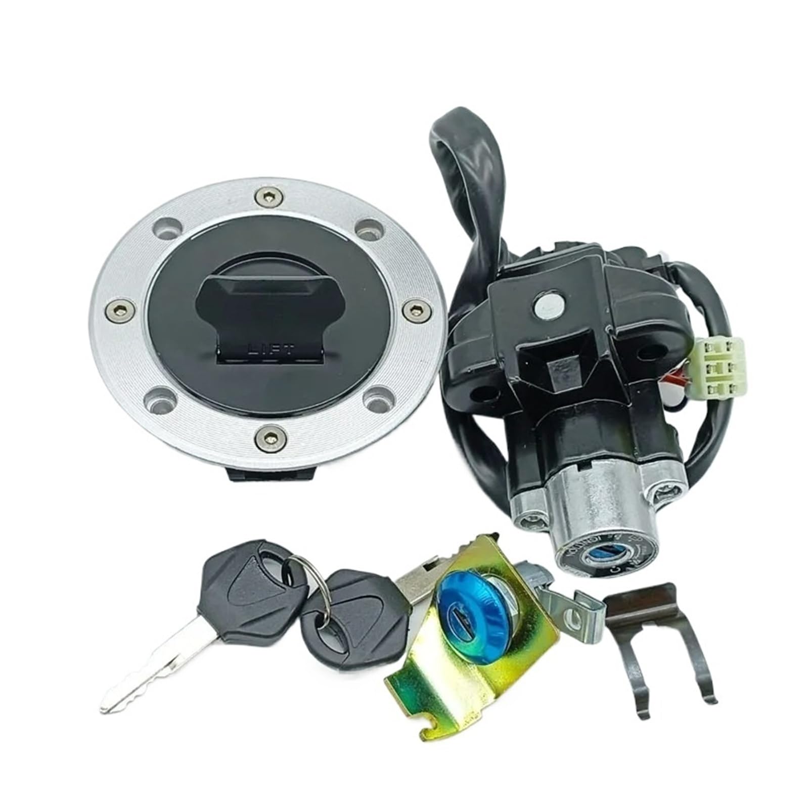 Kit Comprenant Contacteur D'allumage Bouchon Réservoir D'essence Verrou Selle Pour Suzuki SV650 GSX1400 99-2007 Pour V-Strom DL 650/1000 02-2012 Interrupteur Clé Contact Moto