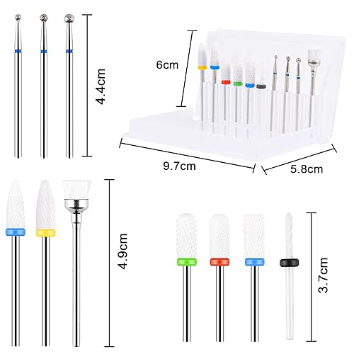 Miniatura 2 de URAQT Juego de brocas de cerámica para uñas, 10 piezas de brocas eléctricas de 332 pulgadas, brocas profesionales para pulir cutículas para uñas de
