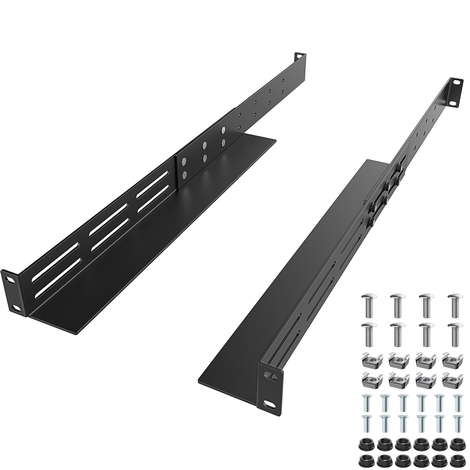 1U - Guide universali per montaggio su rack a 4 montanti, 40,6 - 76,2 cm, profondità regolabile, compatibile con APC, HP, IBM, DELL, Compag Cabinet e rack