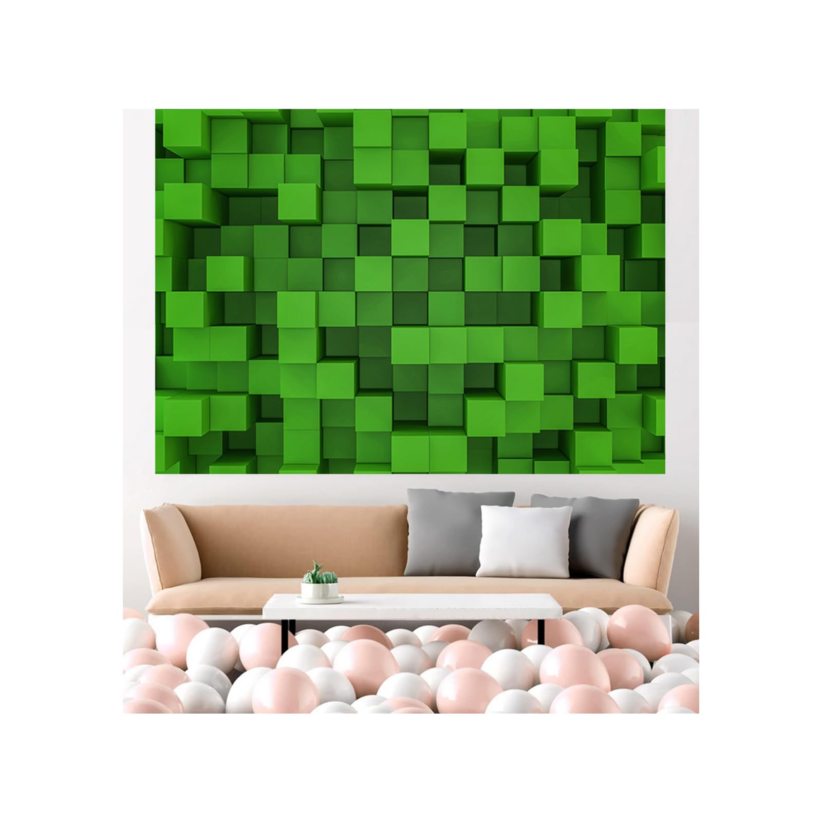 7X5FT Cubo Modello Foto Sfondo Verde Quadrato Partito Fotografia Sfondo Evento Decorazione Sfondo Cartoon Tema Festa di Compleanno Matrimonio BY318