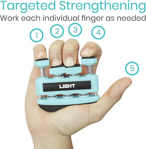 Miniatura 7 de Vive - Fortalecedor de dedos (paquete de 3) Equipo de agarre de mano para guitarra, músicos, escalada en roca y terapia, agarre con guía de