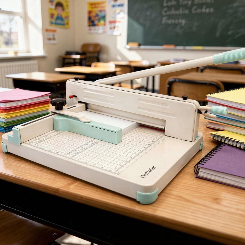 Craftelier Papierschneider, A4, 30 cm, präziser Schnitt bis 400 Blatt, professionelle industrielle Schneidemaschine mit doppeltem Sicherheitssystem und verstärktem Stahlrahmen für große Arbeiten