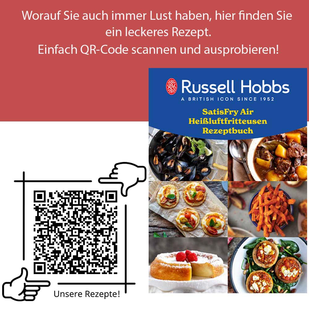 Russell Hobbs Heißluftfritteuse L 4L Rapid AirFryer [sehr kleines Gehäuse/7 Kochfunktionen/10 Programme] SatisFry (spülmaschinenfest, max 220°C, Fritteuse ohne Öl, Grillen,Backen,Braten etc) 27160-56