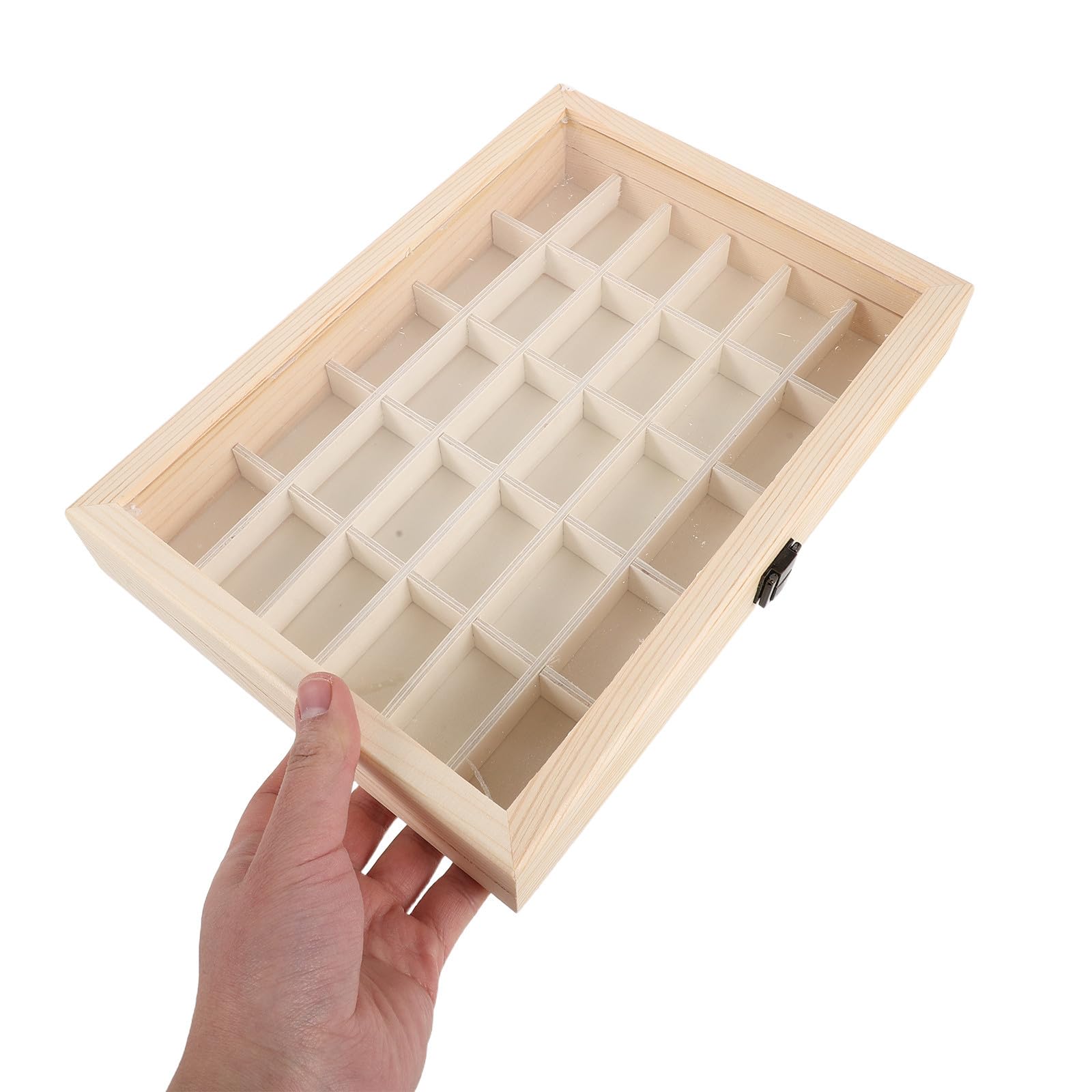 Housoutil Caja de Madera con 48 Compartimentos y Tapa para Muestras