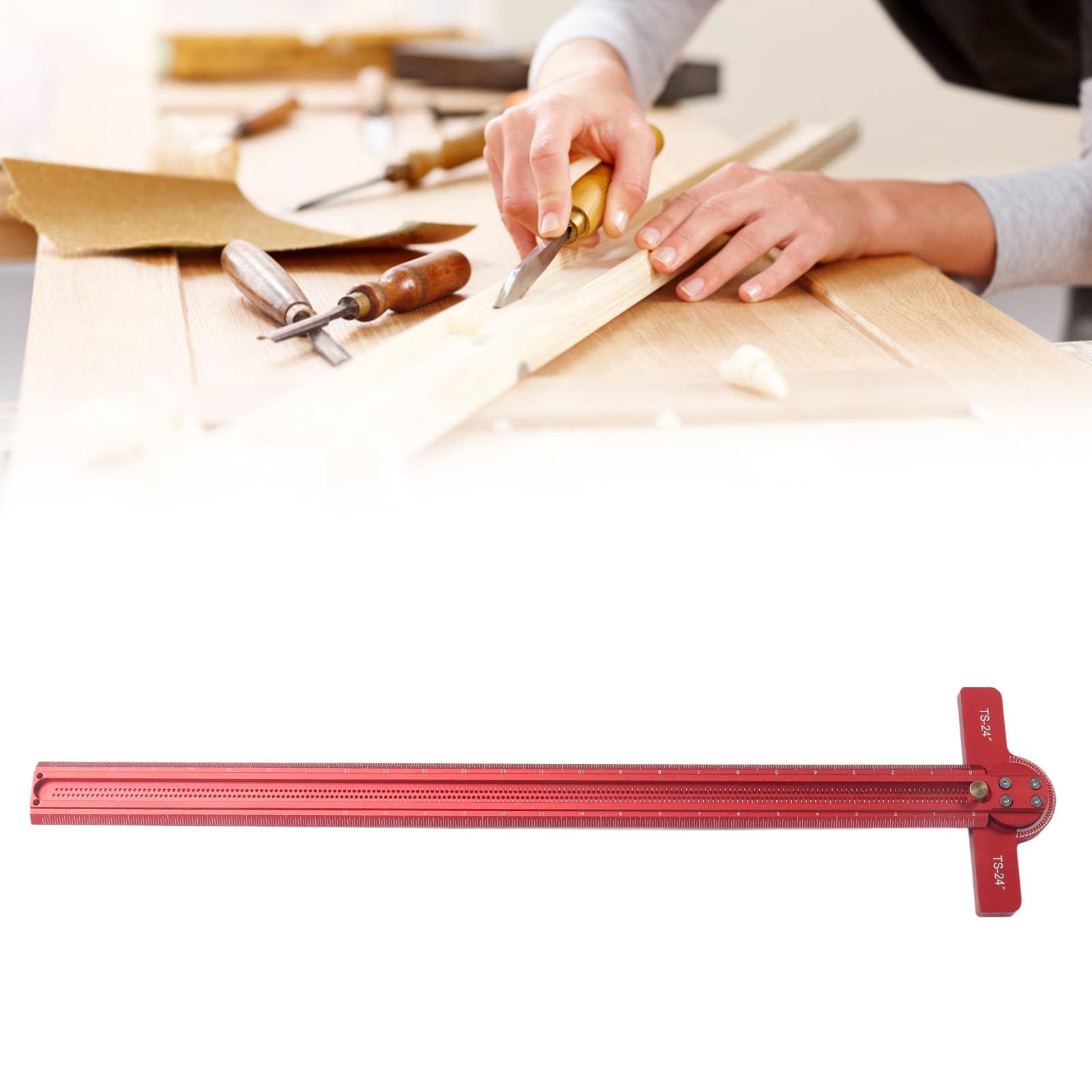 Righello Quadrato a T per Lavorazione del Legno, Tracciatore per la Lavorazione del Legno Righello Quadrato a T per Architetto, Strumento di Misurazione per Strumenti di