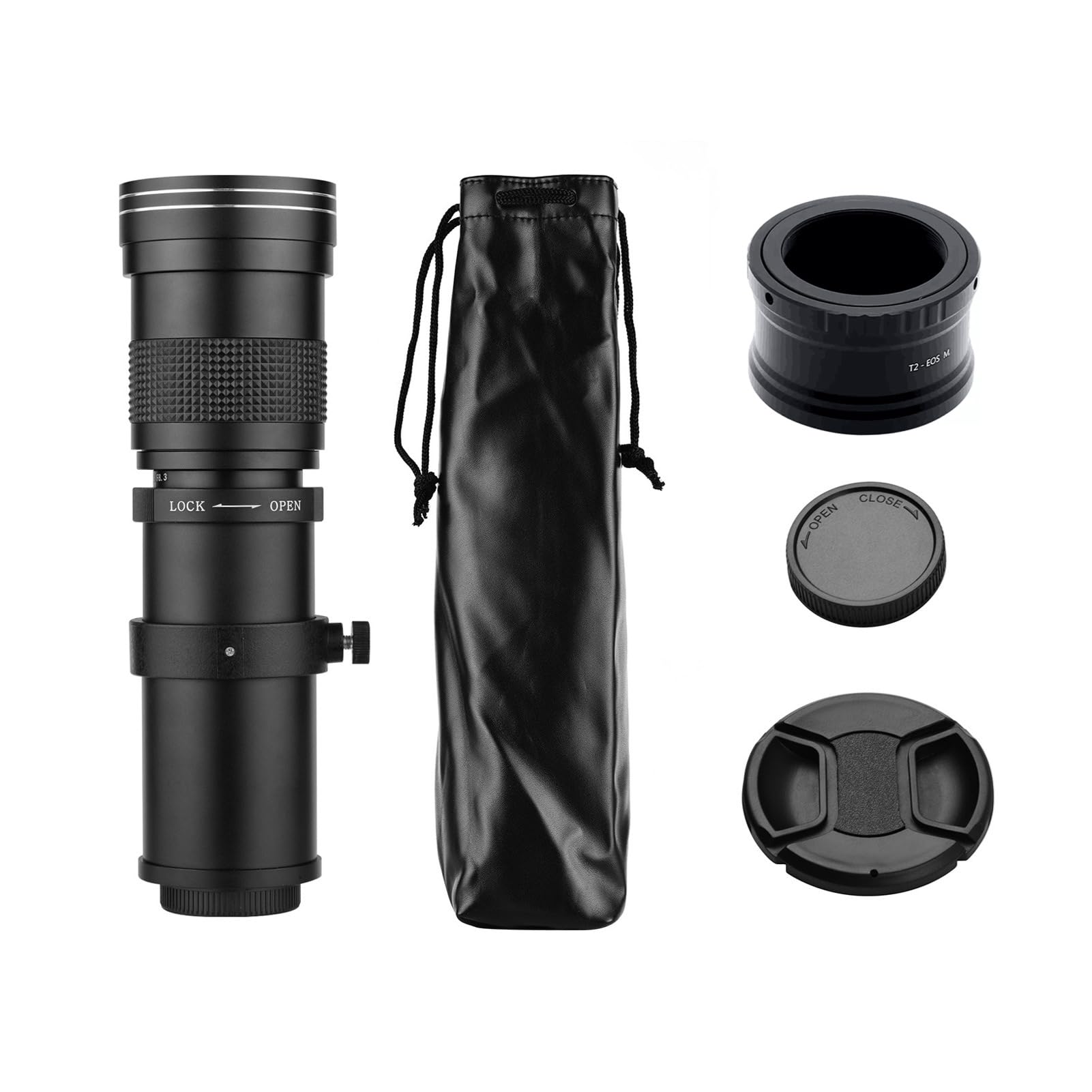 telephoto Zoom Lens,HUIOP MF Super teleobiektyw Zoom F/8.3-16 420-800mm T2 Mount z adapterem M-Mount Ring 1/4 Thread zamiennik dla M M2 M3 M5 M6 Mark II M10 M50 M100 M200 Kamery