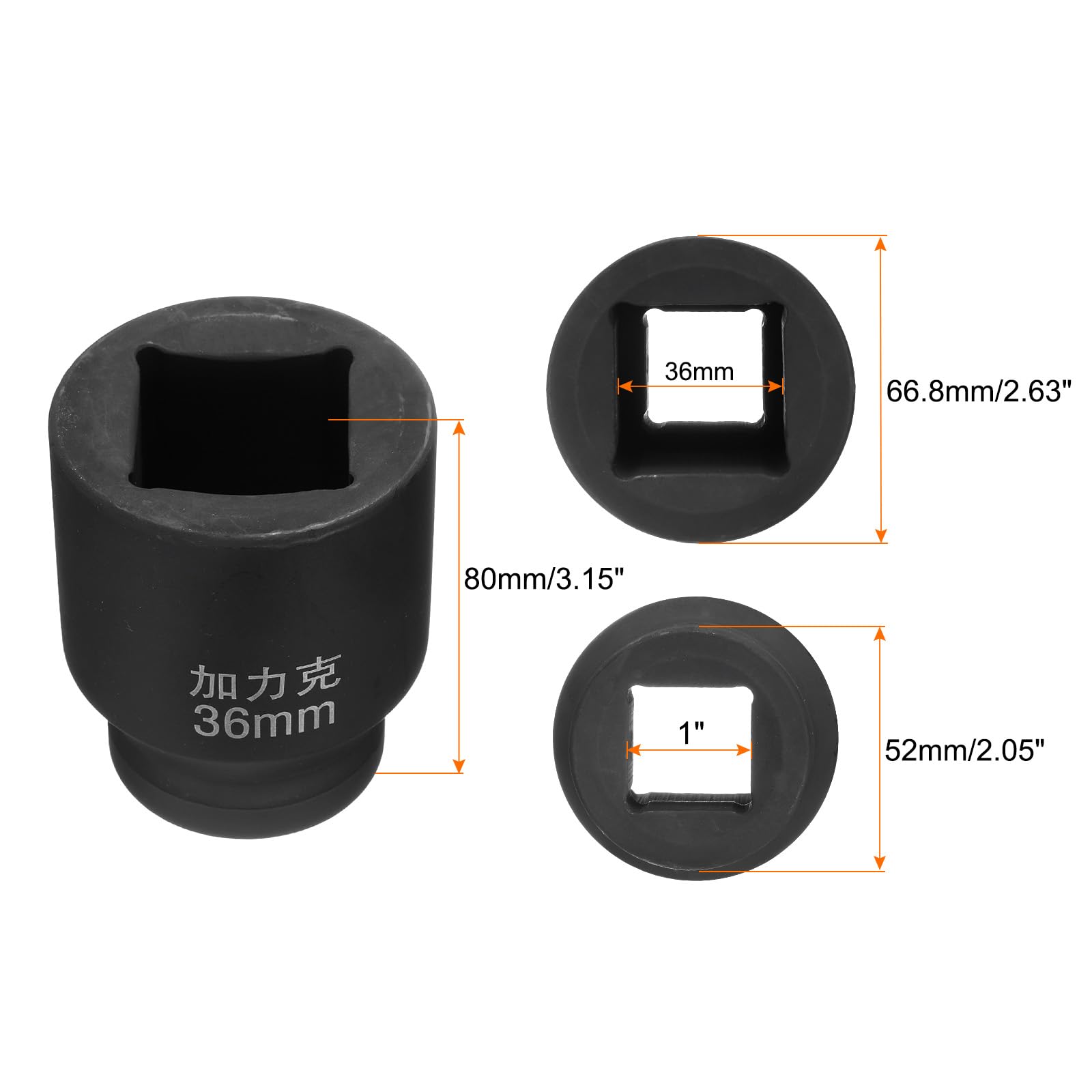QUARKZMAN 2 sztuki 4-punktowe gniazdo czworokątne 1" napęd 36 mm nasadka nasadowa, metryczne gniazdo czworokątne 40CR, zaciemnienie standardowe gniazda kół, pneumatyczne narzędzie do naprawy samochodu