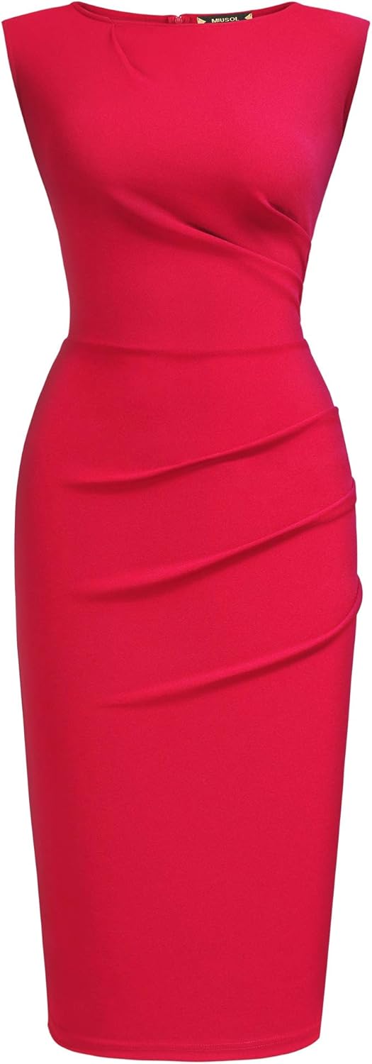 Miusol Women's Retro Ruffle Style Slim Work Pencil Dress - Image 4