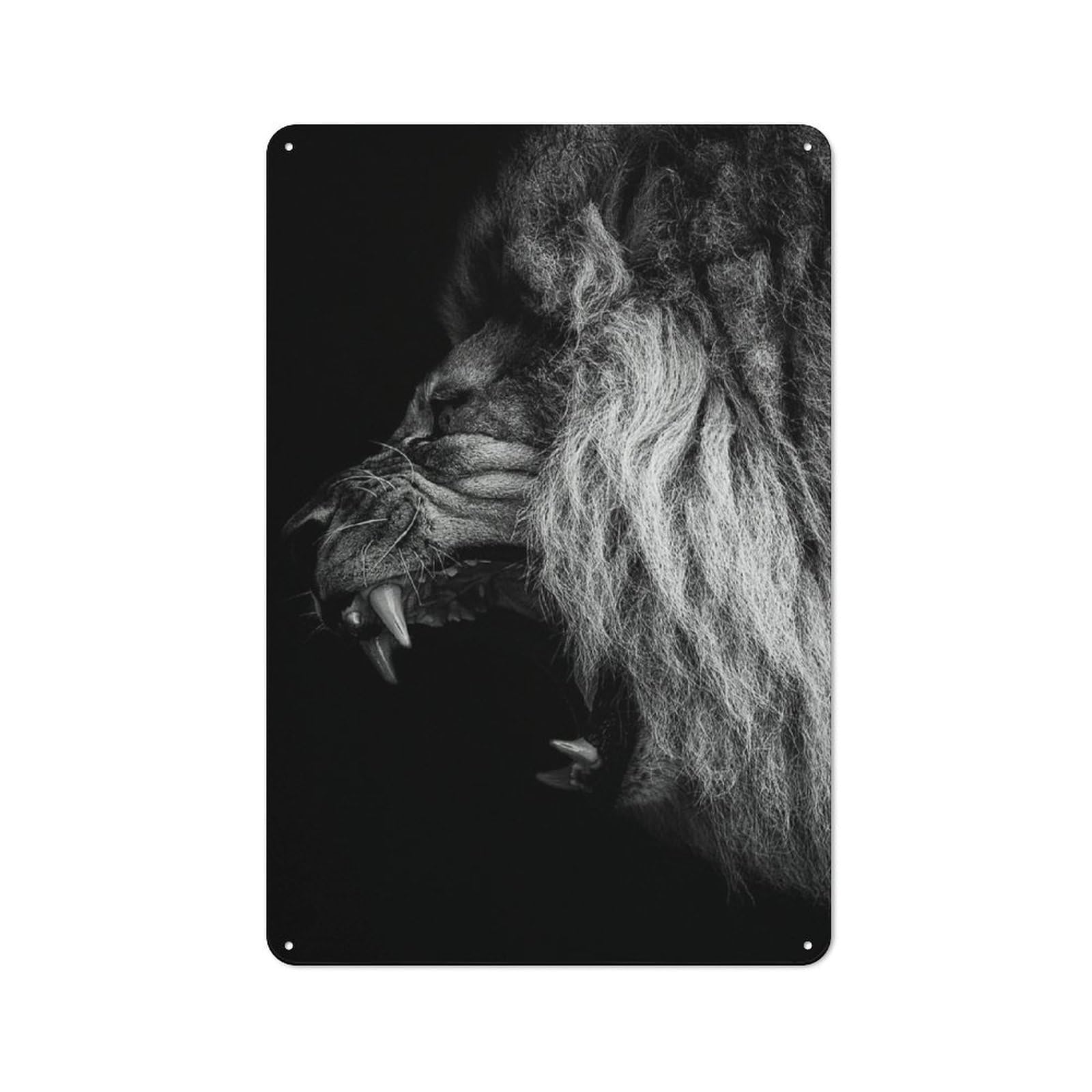 Nostalgic Angry Lion Head Poster Decorative Tin Sign 30x20cm, Vintage Wall Decor for Lounge, Study, Pub Or Wall Gallery