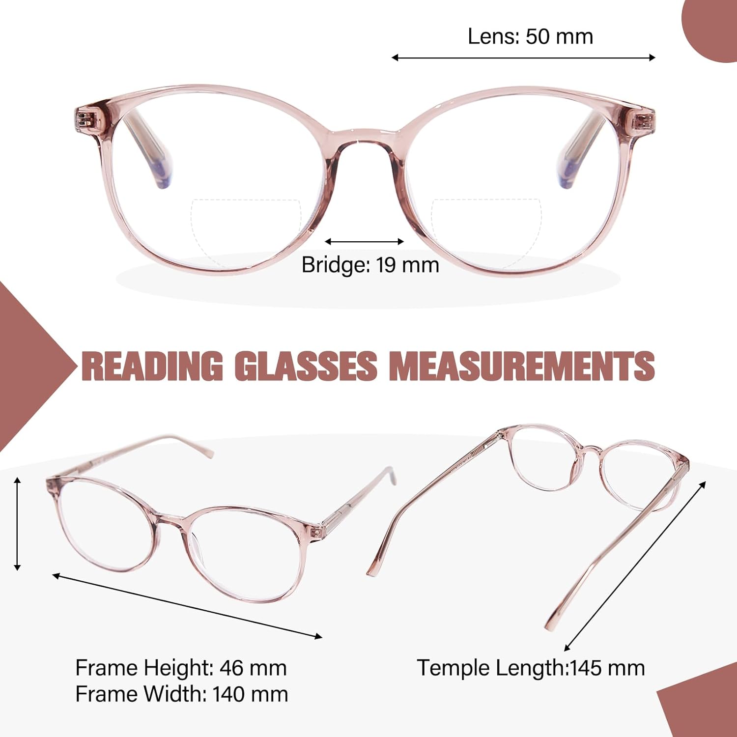 OPTOFENDY Bifocal Reading Glasses for Women, TR90 Round Clear Top Blue Light Computer Readers with Spring Hinge - Image 5