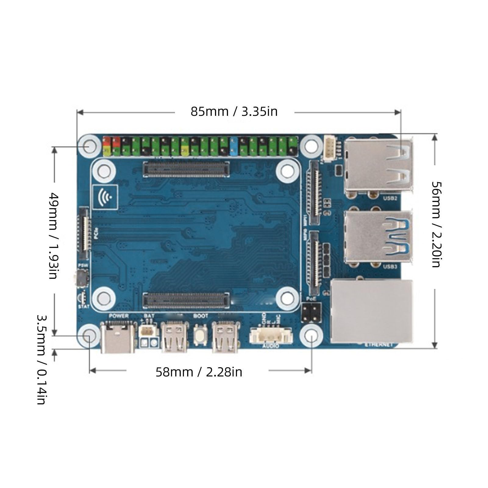 Scheda Adattatore per Computer a Scheda Singola con Porte USB Gigabit Ethernet e Intestazione Integrata per Applicazioni Multimediali 85x56mm 1 unità