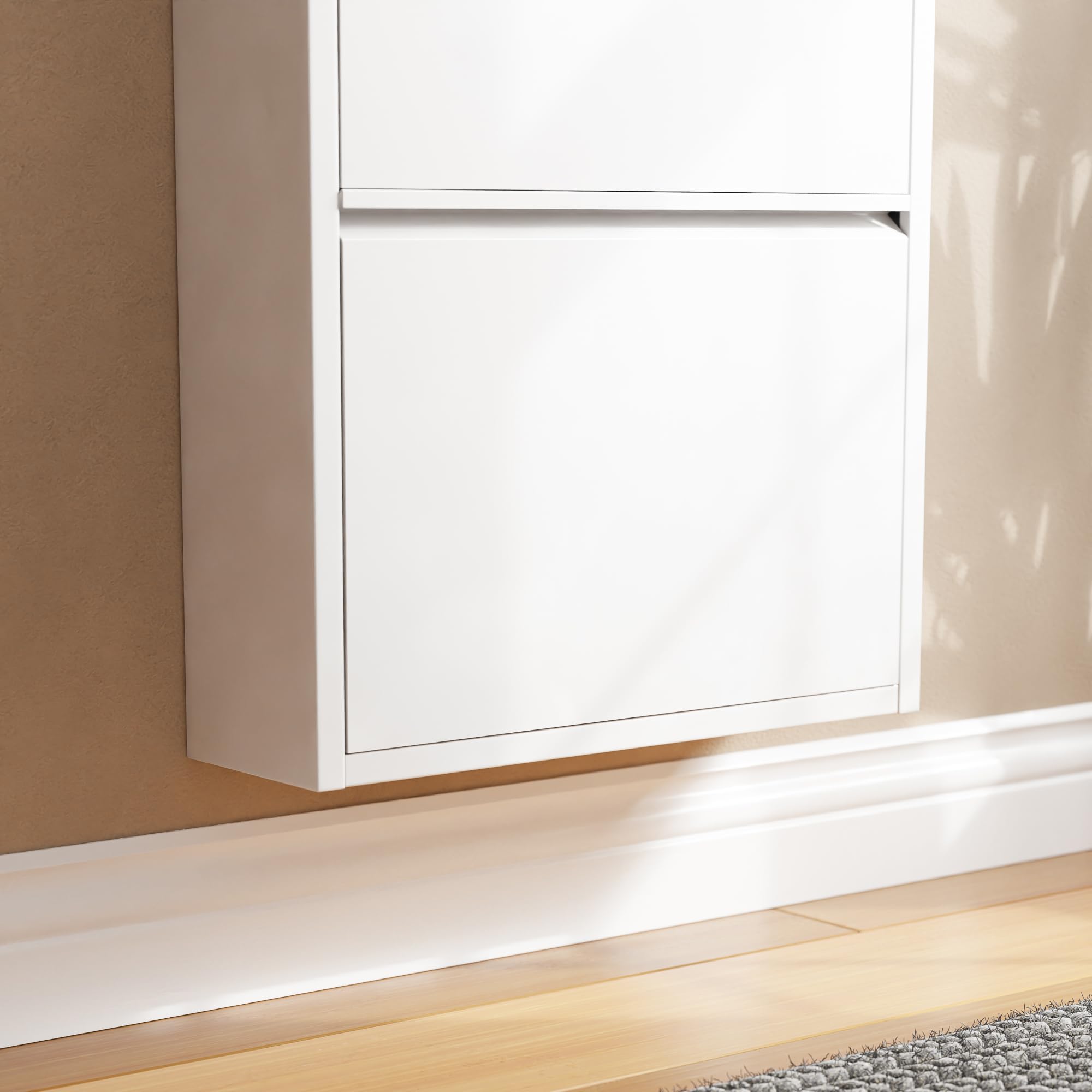 [en.casa] Zapatero de Pared Sokndal Organizador de Zapatos con 3 Puertas para 6 Pares Mueble de Calzados para Entrada Pasillo Metal 104 x 50 x 15 cm - Blanco