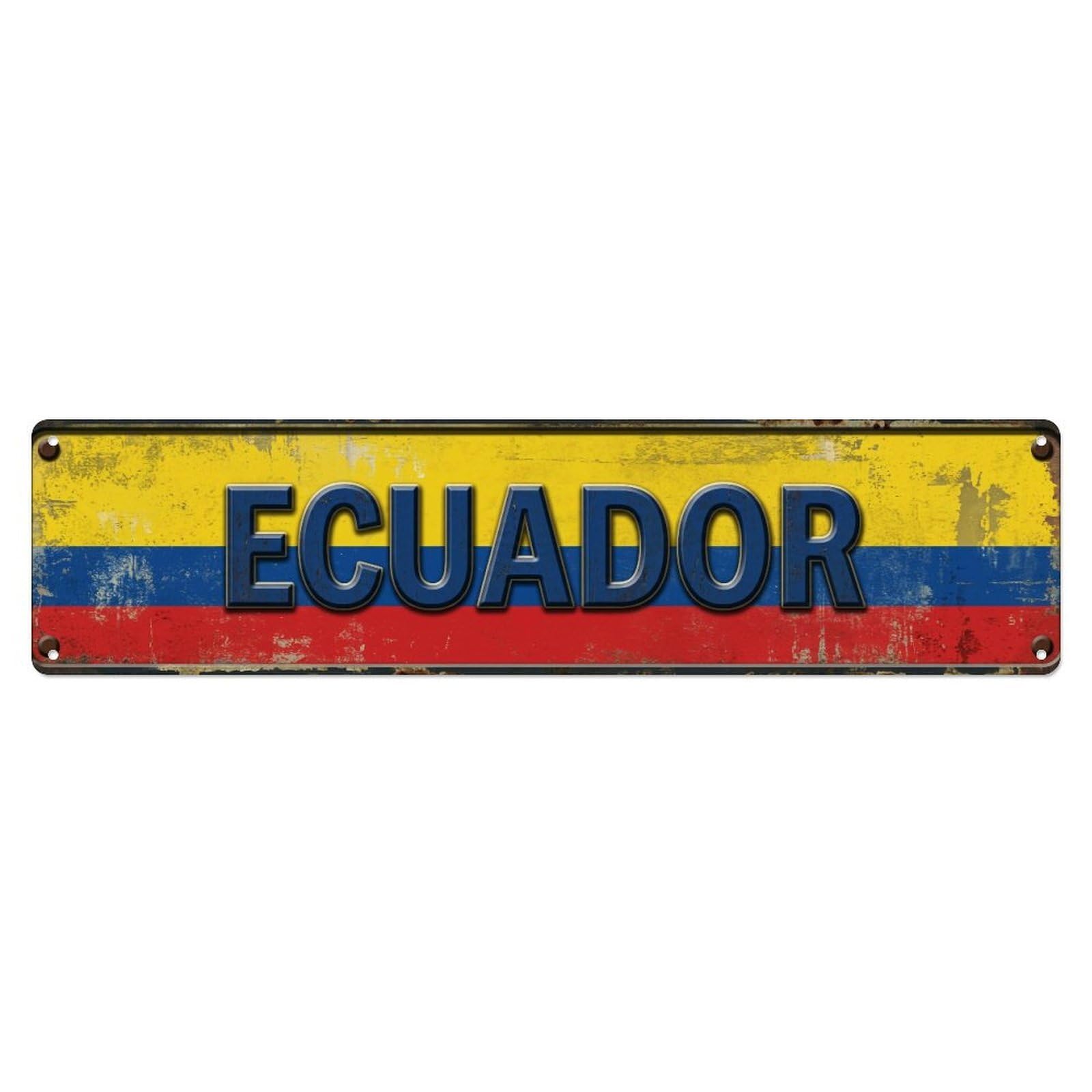 Metal Tin Sign Vintage Ecuador Flag Pattern