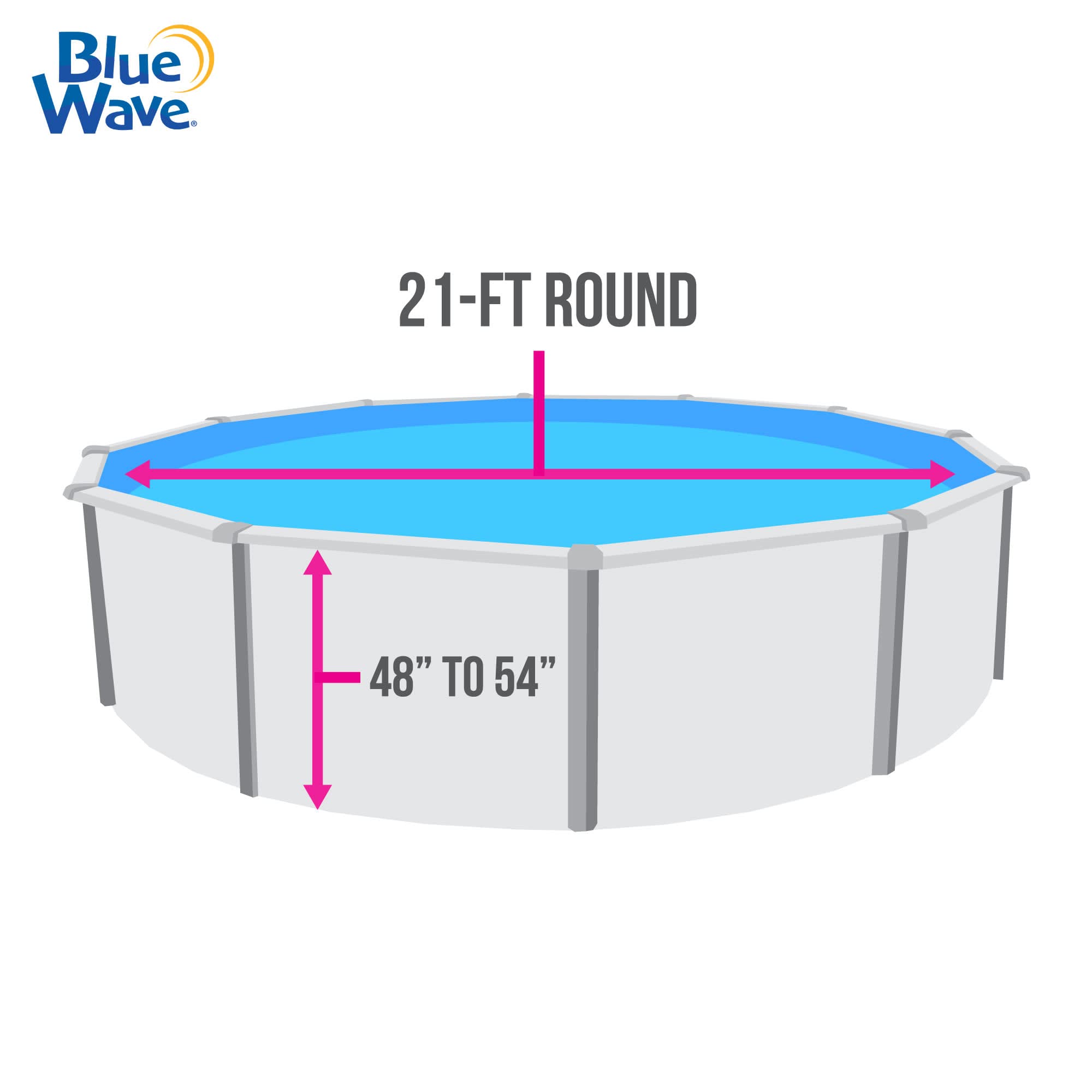 Blue Wave NL325-20 Revestimiento de Piscina de Pared de Acero superpuesto Redondo de Calibre estándar, 21 pies