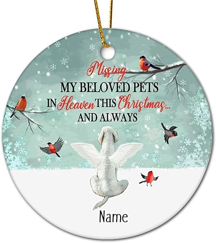 Miniatura 6 de Miss My Beloved Pets in Heaven Ornament Custom Pet Ornaments Xmas Circle Ceramic Ornament Personalized Dog Keepsake Pet Memorial Gift, Pet Loss