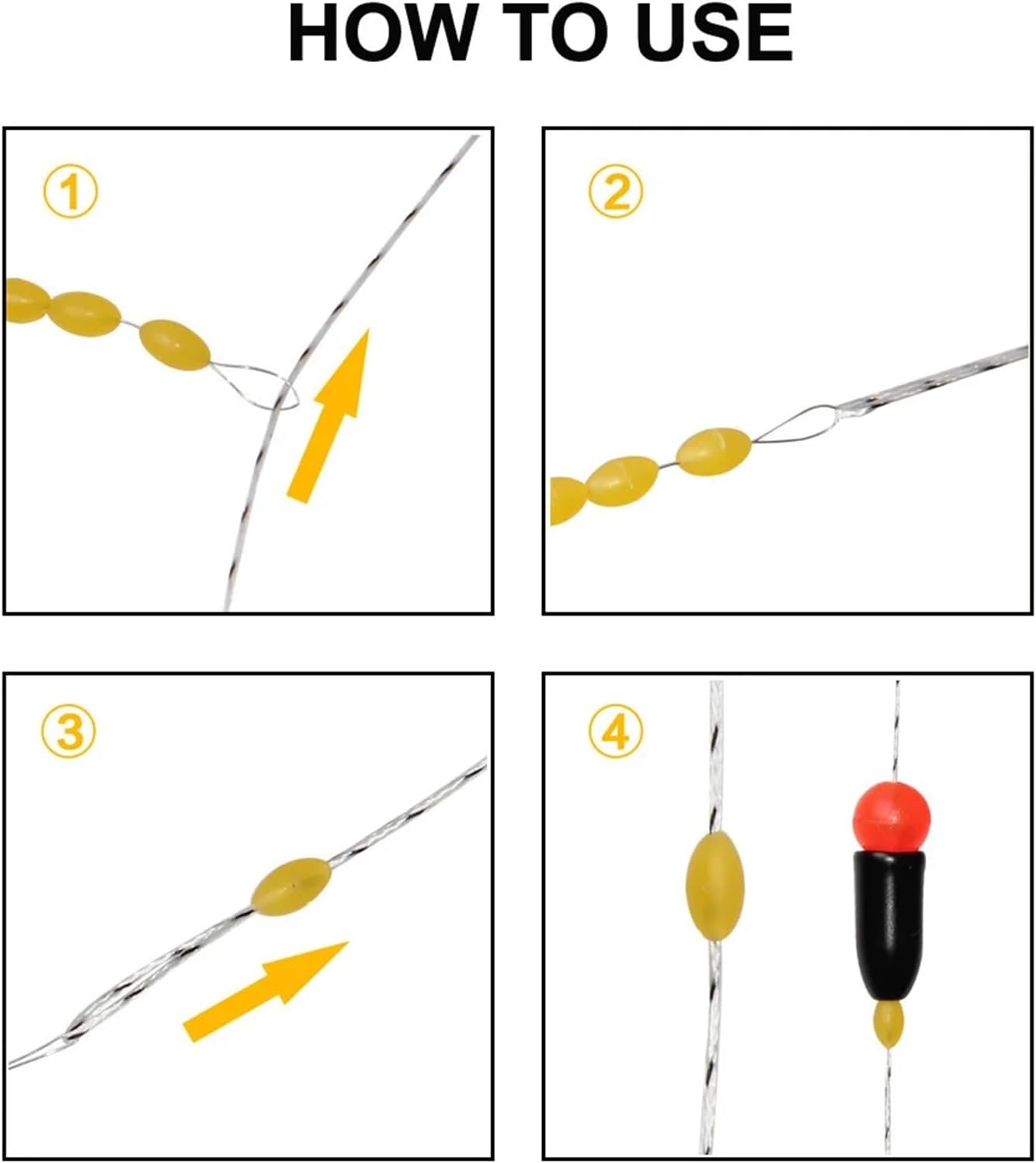 Bobber Stopper 900Pcs Rubber Space Beans Yellow Oval Stopper Fishing Bobber Float Connector Line Accessories Tackle for Fishing