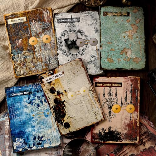 Alideco 180pcs Vintage Mottled Rust Shadow Scrapbooking Paper for Journaling Supplies, Decorative Craft Paper for Junk Journals (banboxiuying)