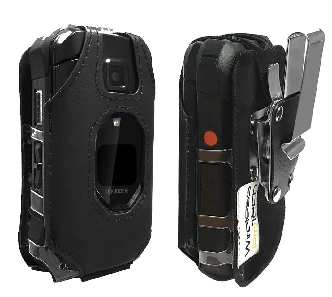 Wireless ProTech Case with Clip Compatible with Kyocera DuraXA Equip E4831, Fitted Leather Case with 4 Position Belt Clip and Built-in Screen Keypad