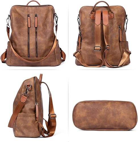 Miniatura 6 de CLUCI - Mochila de cuero para mujer convertible grande para viajar de diseñadora moda casual bolso de hombro universitario