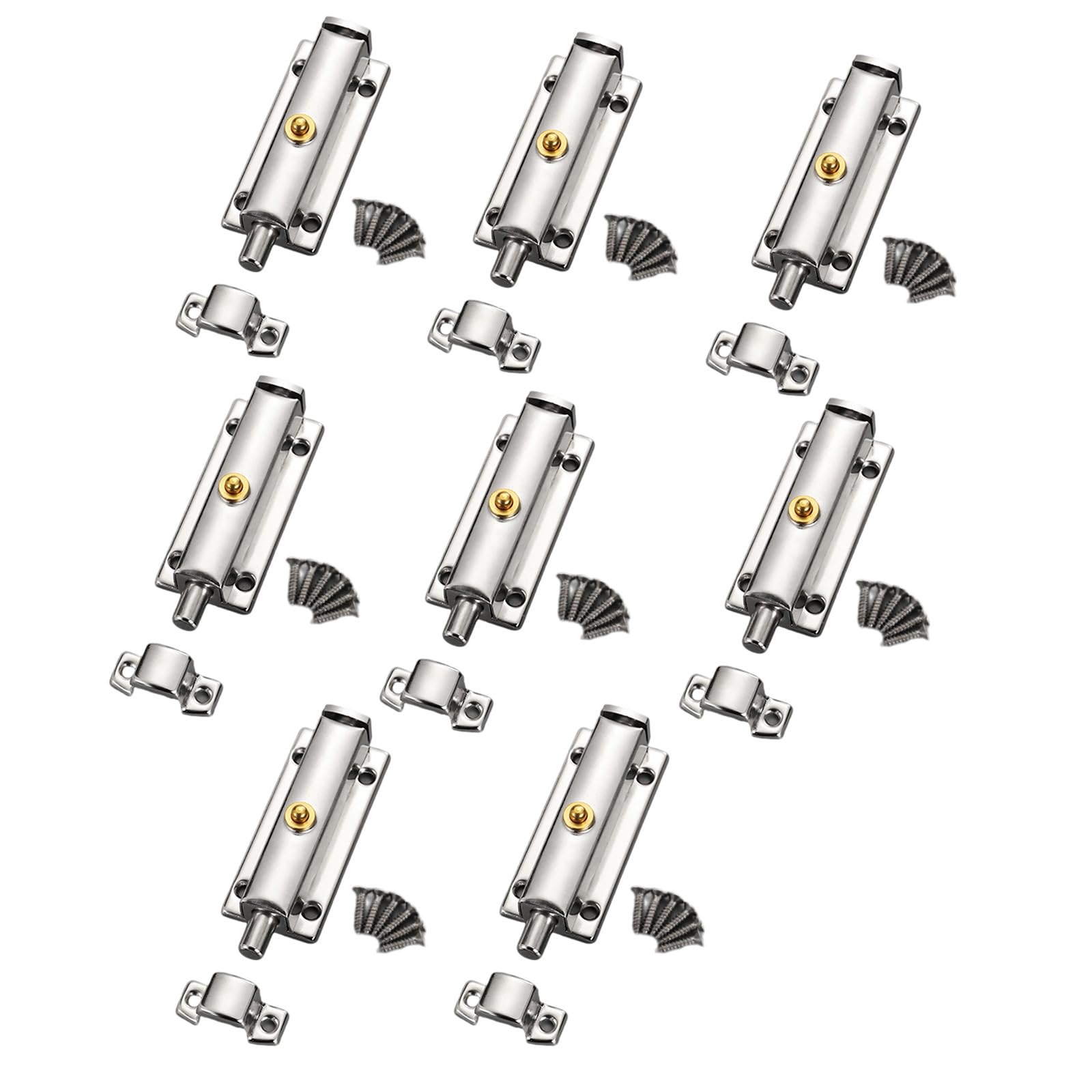 8Pcs Stainless Steel Automatic Spring Door Latches Bolt Antitheft Security Button Door Hardware Automatic Spring Latches Button