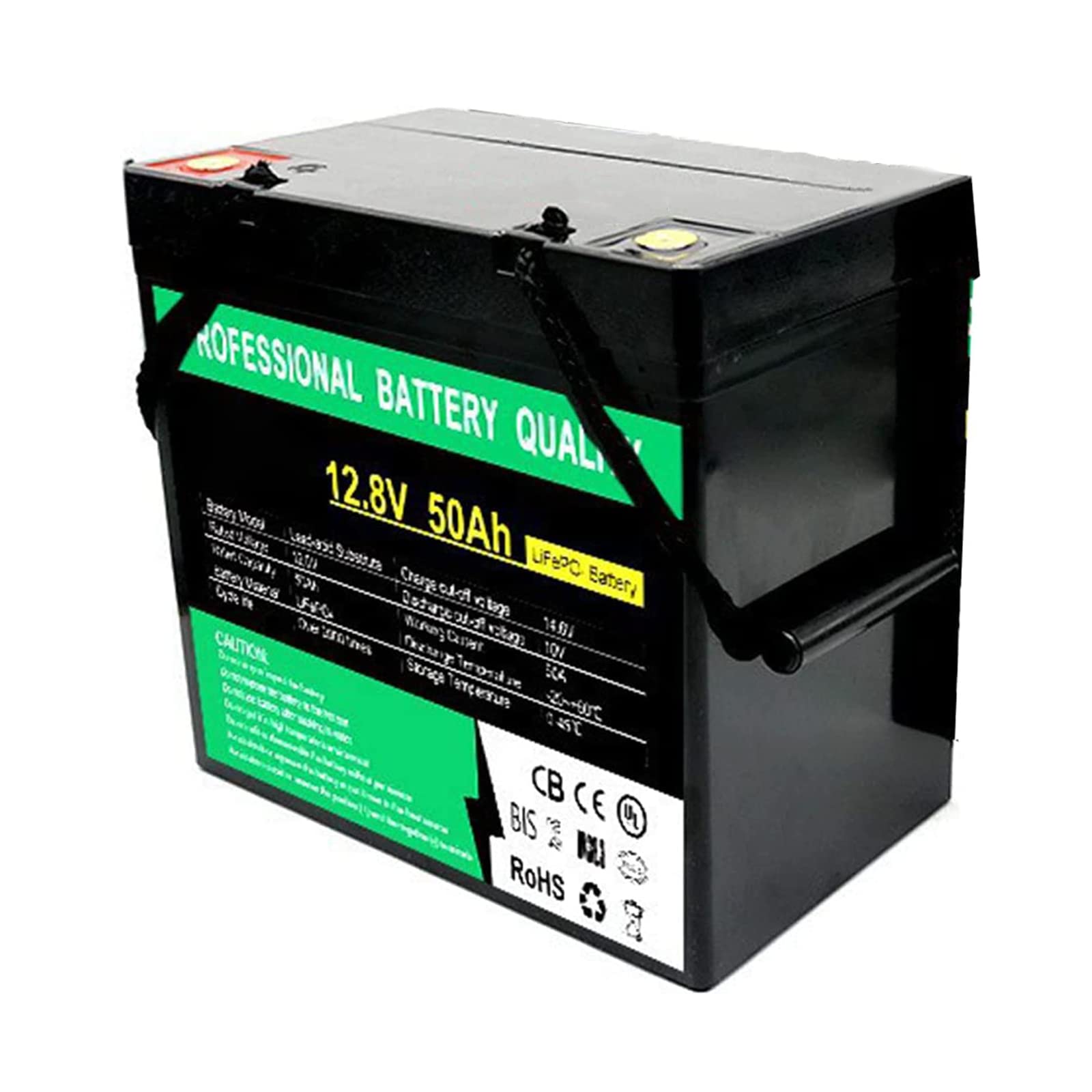 12.8V 50Ah Deep Cycle Lithium Iron Phosphate Battery, Emergency Power Supply/Home Energy Storage/Mains Independent Applications