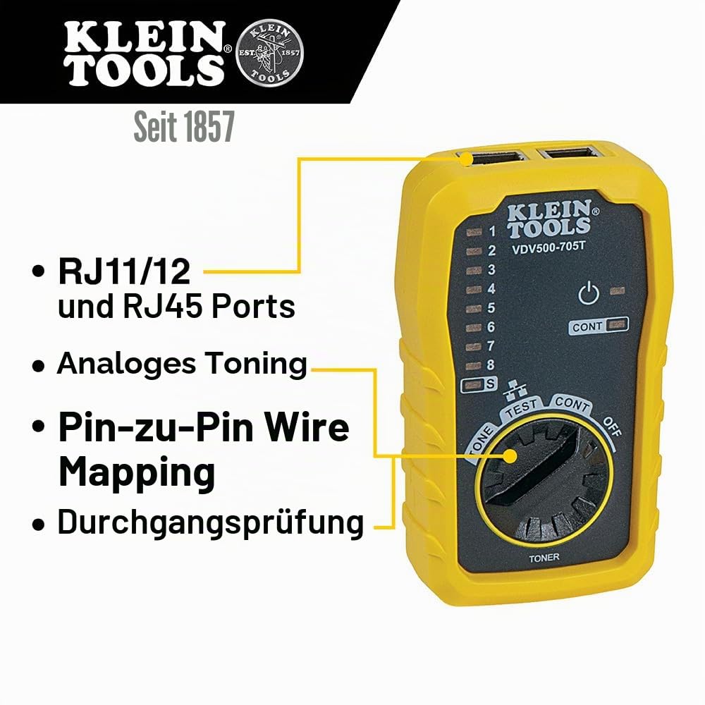 Klein Tools VDV500-705 | Leitungssucher Set | Toner- und Sonden-Kit für Ethernet, Telefon (RJ11/RJ12), Netzwerk (RJ45), Koaxial-, Lautsprecher- und Datenkabel