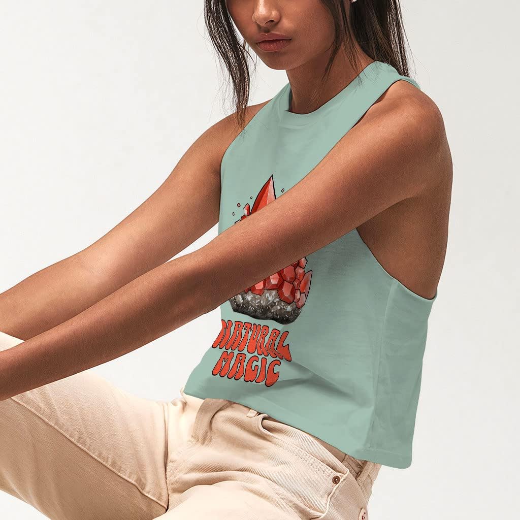 Natural Magic Racerback Cropped Tank - Crystal Women's Tank - Cool Design Tank Top