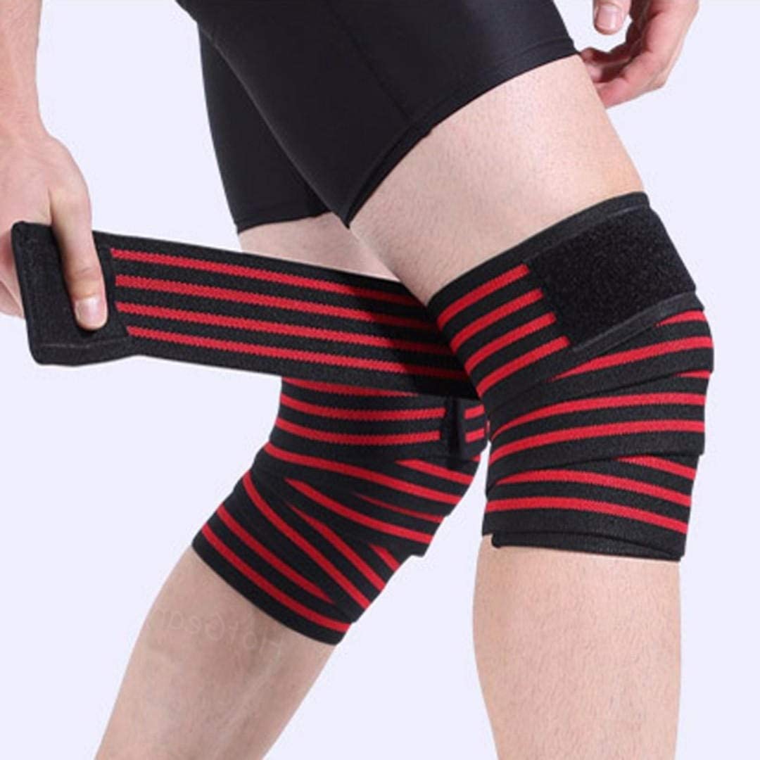 Premium Adjustable 80" Long Knee Wraps for Compression Support Suitable to Squats/Gymming/Power Lifting/Heavy Knee Wrap for men and women (Black & Red)