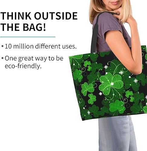 Miniatura 3 de ASYG Bolsa de trébol para el día de San Patricio para mujer bolsas de comestibles reutilizables lindas bolsas de compras para ir de compras y playa