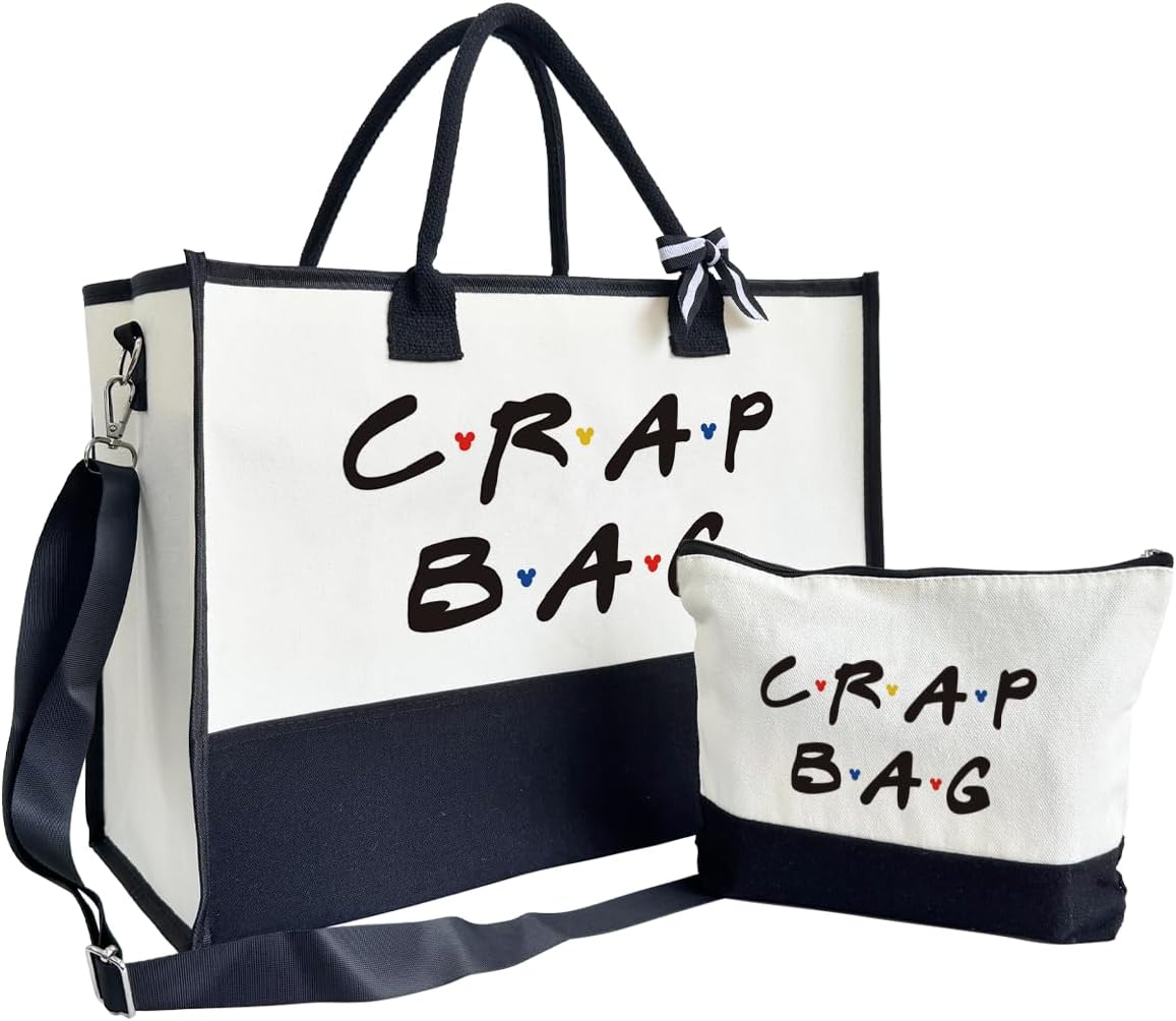 SUSZDOU Crap Bag - Gifts for Women - Initial Jute Tote Bag & Makeup Bag with Zipper Pocket Adjustable Strap - Birthday Gifts for Women Her - Reusable Grocery Bags for Picnic Shopping Holiday Camping