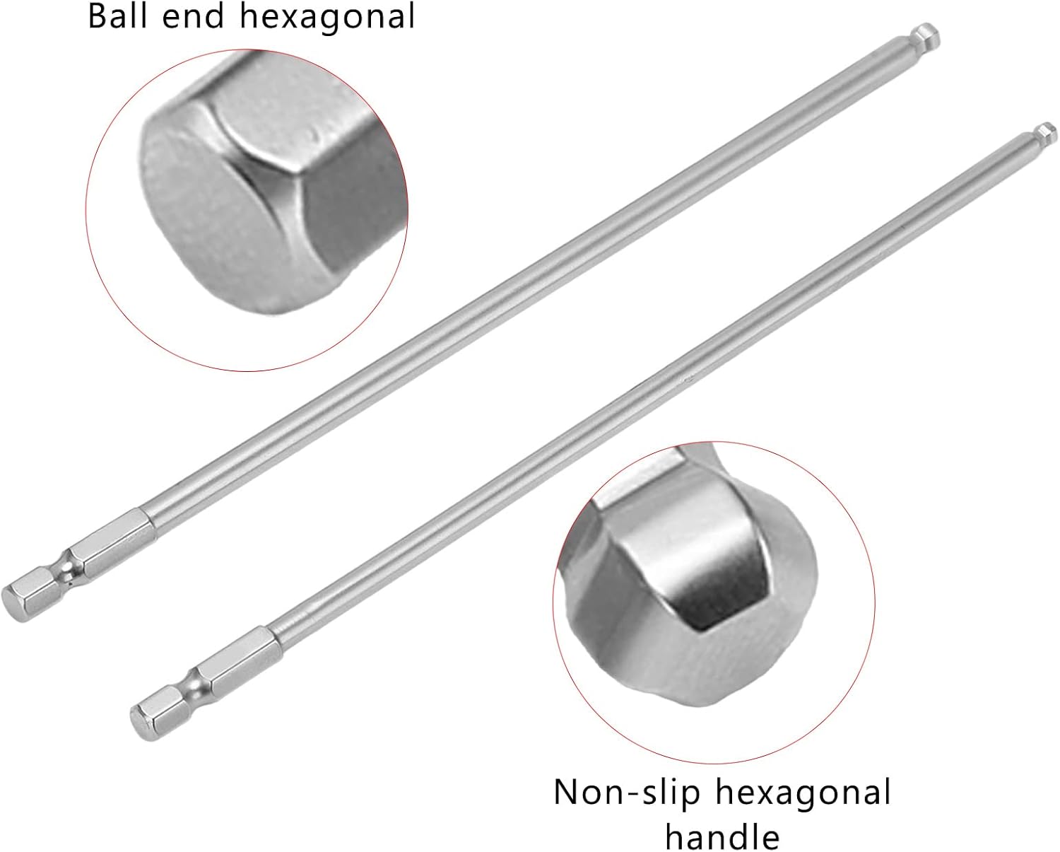 Ball End Hex Screwdriver Bit, 4pcs Hex Screwdriver Bit Set Steel Magnetic Metric Ball Head Hex Bits 1/4 Inch Hex Shank Hex Head Allen Wrench Screwdriver Bit Set(200mm)