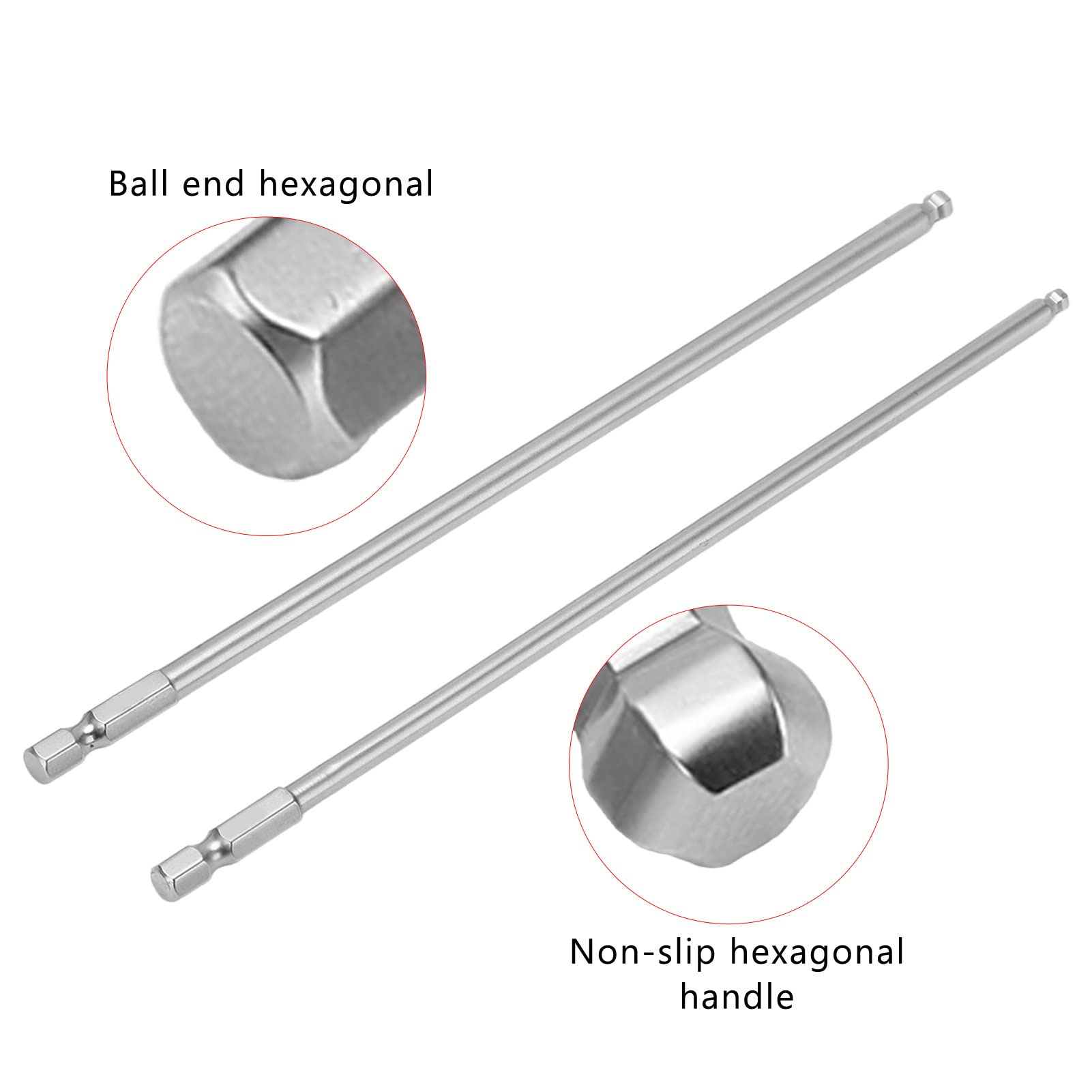 Akozon 10-teiliges Set Lange Schraubendreher-Bits (100 Mm) – Magnetisch, 1/4" Sechskant, Aus S2-Stahl (Schlitz, Kreuz, Inbus)