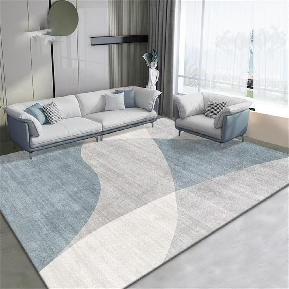 Tapis bleu minimaliste 200x250 cm idéal pour une chambre d'ado garçon