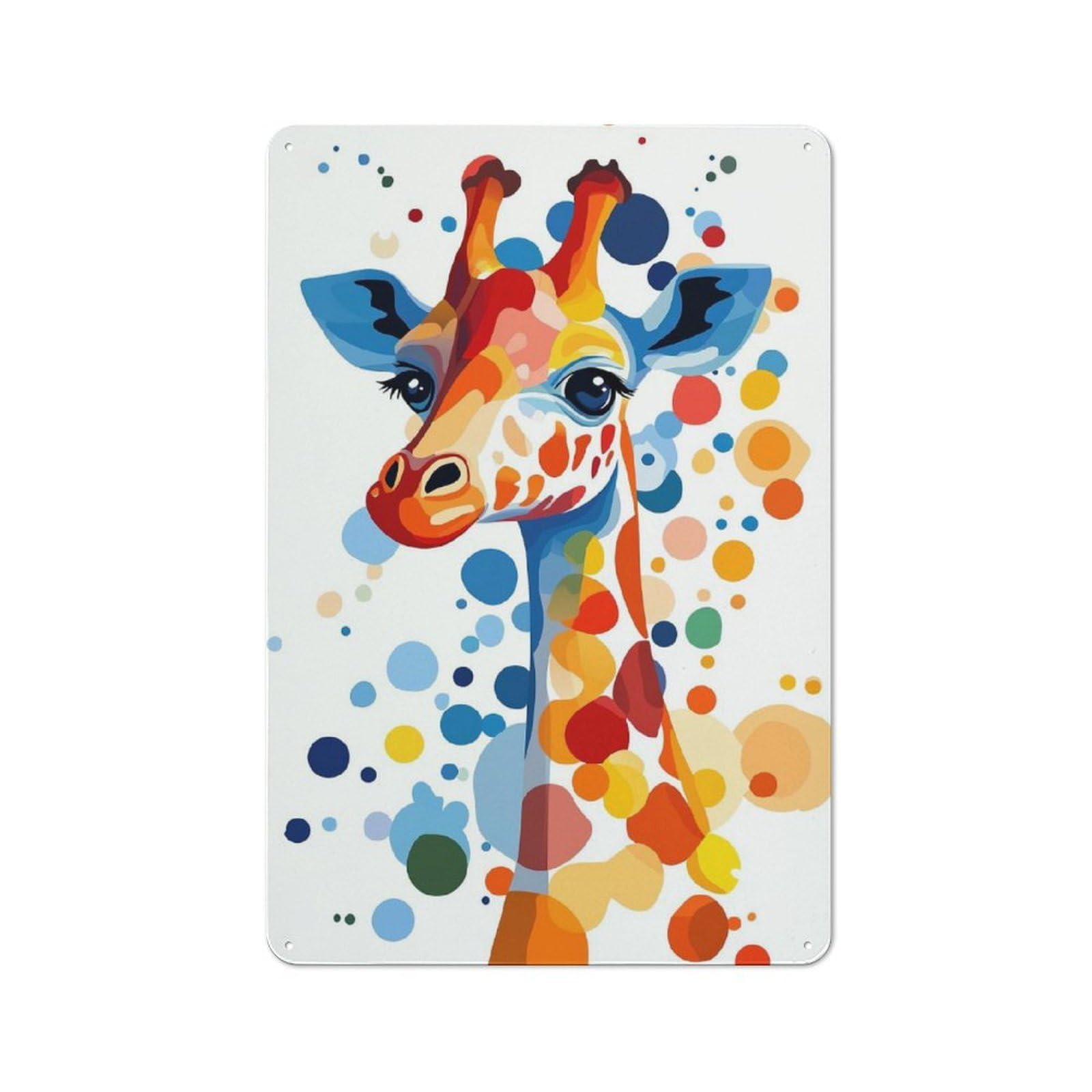 Colorful Giraffe Portrait(9) Industrial Metal Wall Decor 30x20cm, Tin Sign for Workshop, Basement, Shed Or Games Room