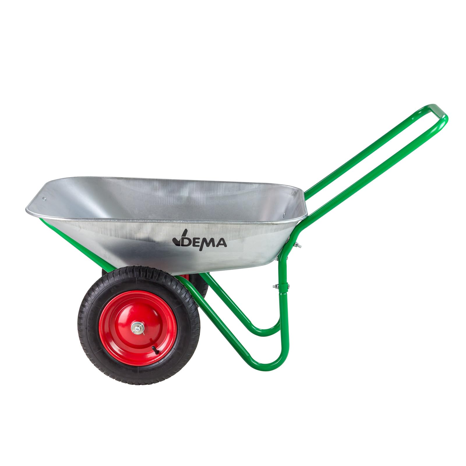 DEMA Stahl Schubkarre Duo – 2-Rad Gartenschubkarre, Robuste Schubkarre für Gartenarbeit, Transport und Baustellen